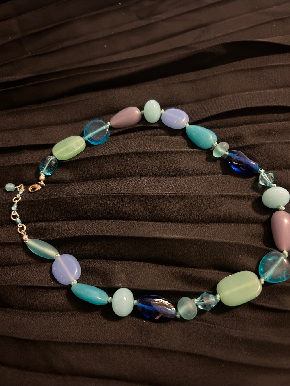 Multicolor Blue & Green Glass Bead Necklace